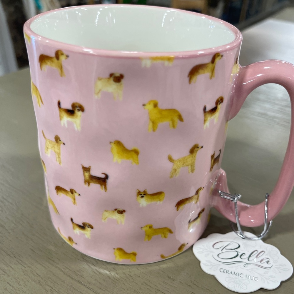 Bella Dogs Corgi Beagle Pug Dachshund Retriever Spaniel Pink Ceramic Mug NWT